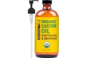 Seven Minerals New 16 floz Glass Bottle Castor Oil Organic Cold Pressed Unrefined