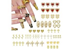 64pcs Gold Nail Charms Set