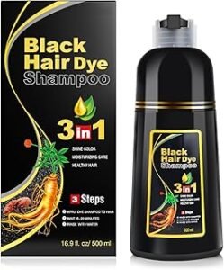 Black Hair Dye Shampoo for Gray Coverage - 3 in 1 Herbal Instant Color