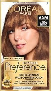 L'Oreal Paris Superior Preference Fade-Defying + Shine Permanent Hair Color, 6AM Light Amber Brown