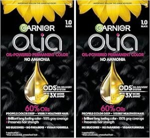 Garnier Hair Color Olia Ammonia-Free Brilliant Color Oil-Rich Permanent Hair Dye, 1.0 Black