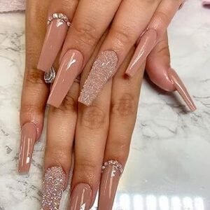 Glossy Nude Press On Nails for Women