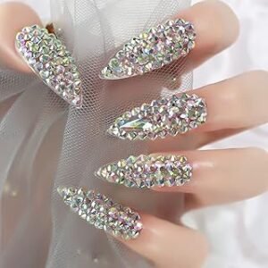 Long Red Glue-On Nails for Special Events
