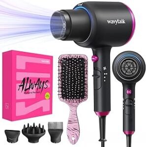 Wavytalk Hair Dryer with Diffuser, Blown Away Ionic Hair Dryer with 4 Attachments