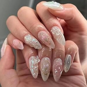10PCS Handmade Nails Press On Nails Almond Art False Nails Women’s Nails Kit